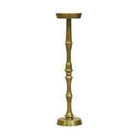 26 Inch Side End Drink Table, Turned Pedestal Metal Base, Round Top, Oxidized Brass - UPT-297050