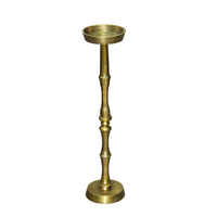 26 Inch Side End Drink Table, Turned Pedestal Metal Base, Round Top, Oxidized Brass - UPT-297050