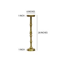 26 Inch Side End Drink Table, Turned Pedestal Metal Base, Round Top, Oxidized Brass - UPT-297050