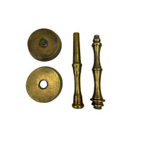 26 Inch Side End Drink Table, Turned Pedestal Metal Base, Round Top, Oxidized Brass - UPT-297050