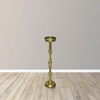 26 Inch Side End Drink Table, Turned Pedestal Metal Base, Round Top, Oxidized Brass - UPT-297050