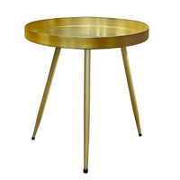 Enid 19 Inch Side End Table, Iron Brass Plating, Tray Top, Modern Sleek Angled Legs - UPT-297051