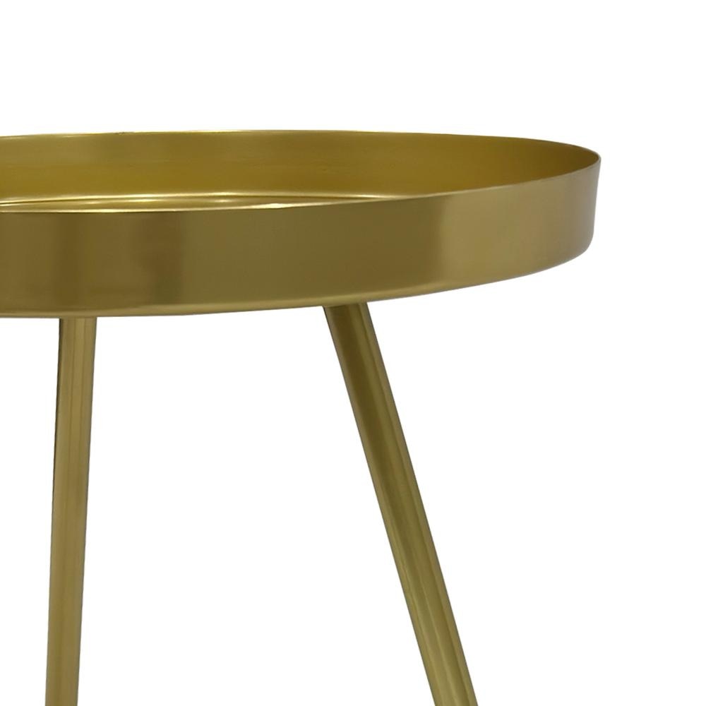 Enid 19 Inch Side End Table, Iron Brass Plating, Tray Top, Modern Sleek Angled Legs - UPT-297051