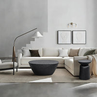 Josi 36 Inch Coffee Table, Handcrafted Hammered Design, Matte Black Sculptural Aluminum Frame - UPT-298828