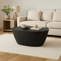 Josi 36 Inch Coffee Table, Handcrafted Hammered Design, Matte Black Sculptural Aluminum Frame - UPT-298828