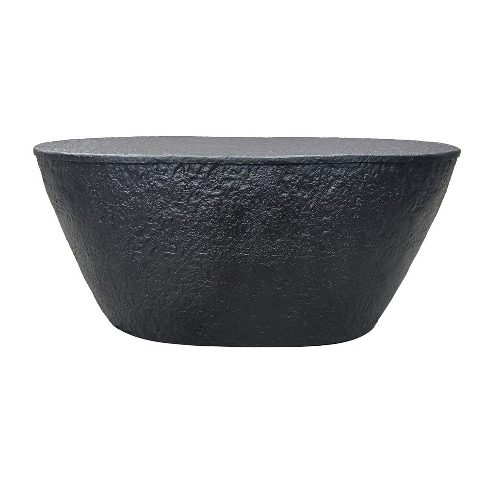 Josi 36 Inch Coffee Table, Handcrafted Hammered Design, Matte Black Sculptural Aluminum Frame - UPT-298828