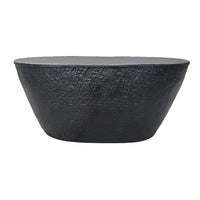 Josi 36 Inch Coffee Table, Handcrafted Hammered Design, Matte Black Sculptural Aluminum Frame - UPT-298828