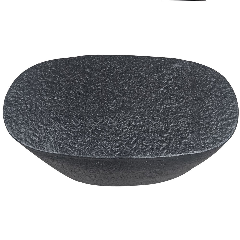 Josi 36 Inch Coffee Table, Handcrafted Hammered Design, Matte Black Sculptural Aluminum Frame - UPT-298828