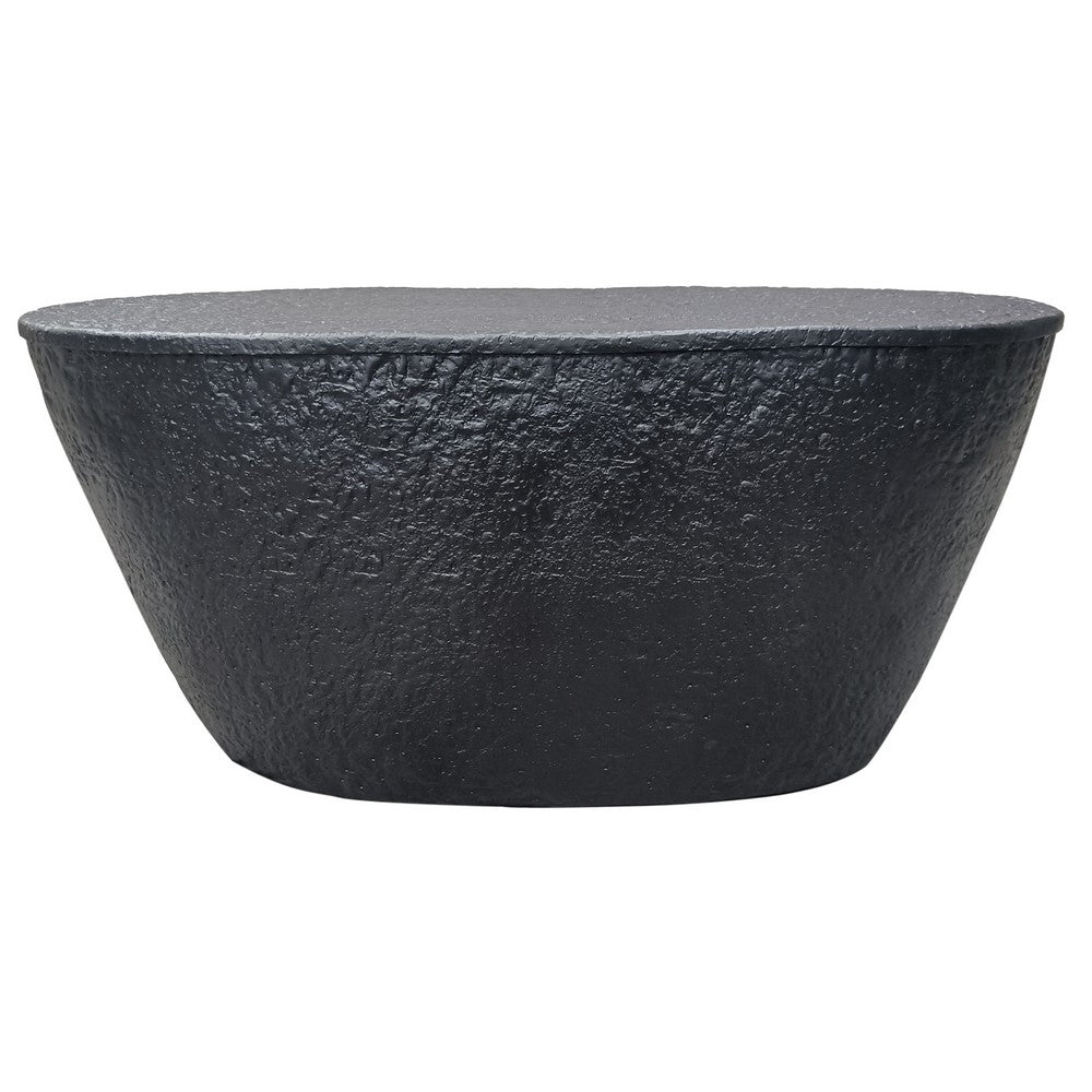 Josi 36 Inch Coffee Table, Handcrafted Hammered Design, Matte Black Sculptural Aluminum Frame - UPT-298828