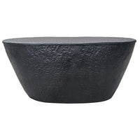 Josi 36 Inch Coffee Table, Handcrafted Hammered Design, Matte Black Sculptural Aluminum Frame - UPT-298828