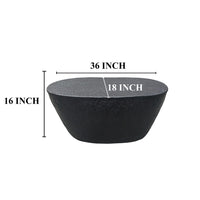 Josi 36 Inch Coffee Table, Handcrafted Hammered Design, Matte Black Sculptural Aluminum Frame - UPT-298828