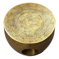 Nala 23 Inch Coffee Table, Low Round Drum Shape with Unique Hollow Center, Antique Brass Aluminum - UPT-298832