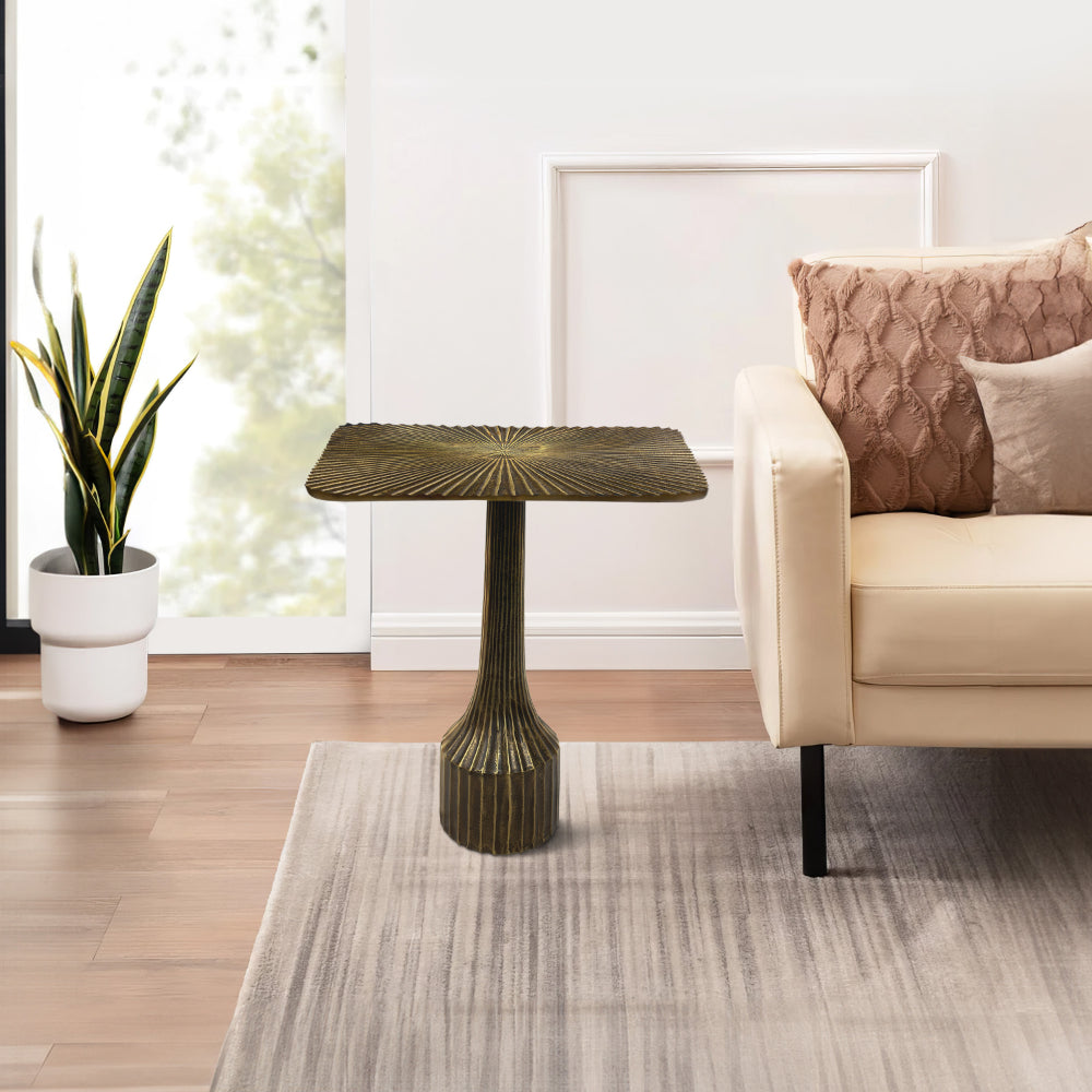 The Urban Port 18 Inch Side End Table, Decorative Fluted