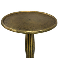 17 Inch Side End Drink Table, Fancy Fluted Base, Round Top, Antique Brass - UPT-298837