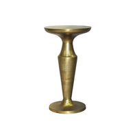 26 Inch Accent Side End Table, Round Aluminum Cast Top, Pedestal Base, Antique Brass - UPT-298838