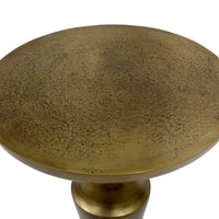 26 Inch Accent Side End Table, Round Aluminum Cast Top, Pedestal Base, Antique Brass - UPT-298838