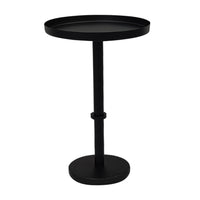 Ara 12 Inch Side End Table, Vintage Sleek Pillar Base, Round Tray Top, Matte Black - UPT-298840