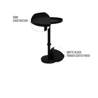 Ara 12 Inch Side End Table, Vintage Sleek Pillar Base, Round Tray Top, Matte Black - UPT-298840