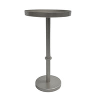 Ara 12 Inch Side End Table, Vintage Sleek Pillar Base, Round Tray Top, Matte Nickel Finish - UPT-298841