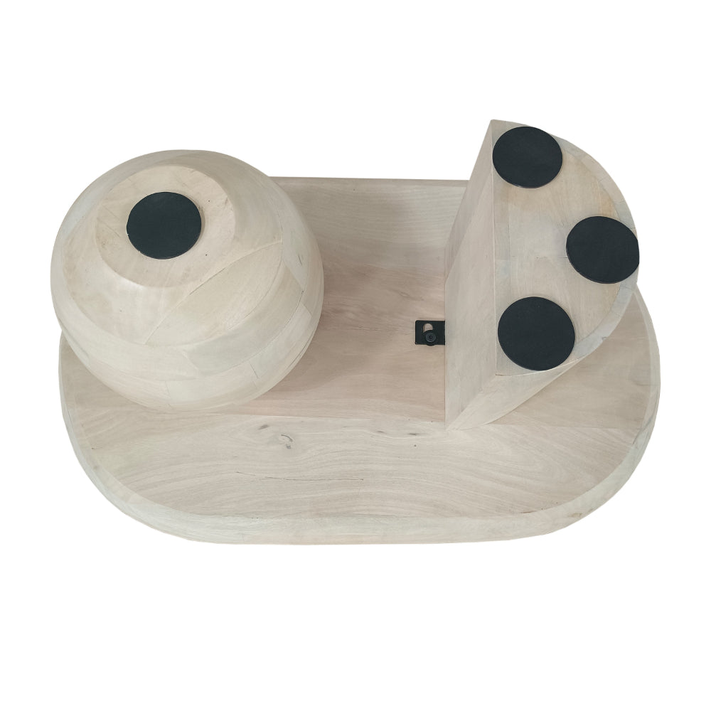 38 Inch Coffee Table, Oblong Mango Wood Top with a Modern Ball Leg, Washed White - UPT-299124