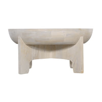 Tomas 32 Inch Coffee Table, Mango Wood Drum Top, Classic Washed White - UPT-299125