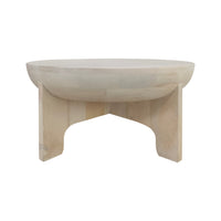 Tomas 32 Inch Coffee Table, Mango Wood Drum Top, Classic Washed White - UPT-299125