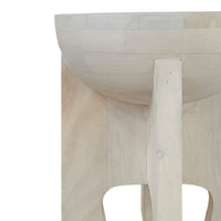 Tomas 20 Inch Side End Table, Mango Wood Drum Top, Classic Washed White - UPT-299126