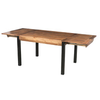 83 Inch Extendable Rectangular Dining Table, Handcrafted Mango Wood with Black Iron Legs The Urban Port - UPT-299716