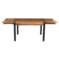 83 Inch Extendable Rectangular Dining Table, Handcrafted Mango Wood with Black Iron Legs The Urban Port - UPT-299716