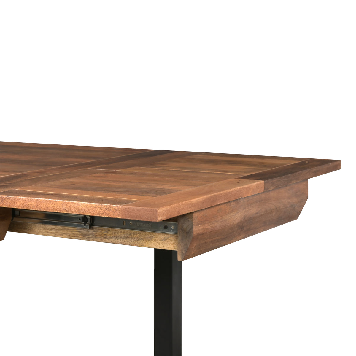 83 Inch Extendable Rectangular Dining Table, Handcrafted Mango Wood with Black Iron Legs The Urban Port - UPT-299716