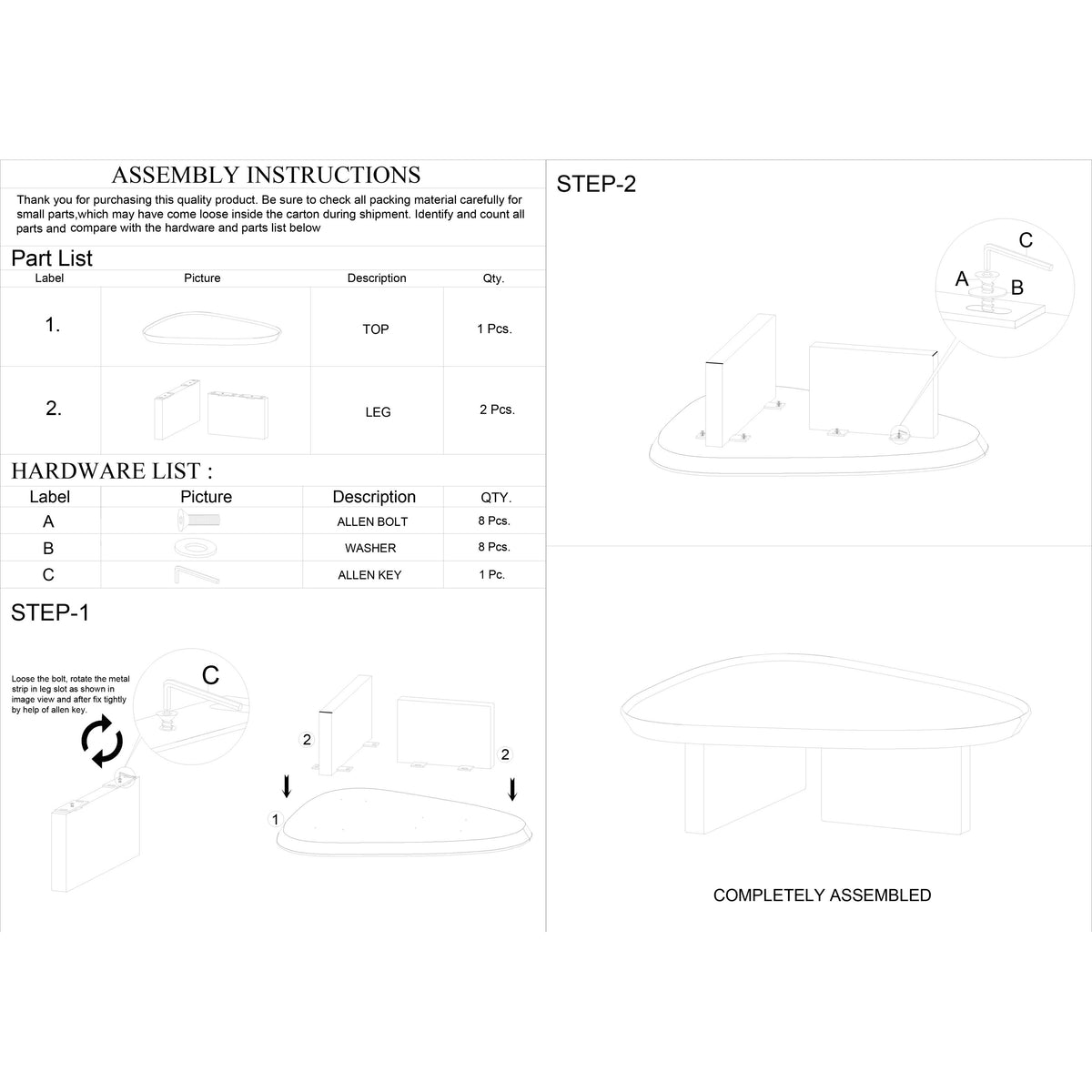 39 Inch Coffee Table Set of 2, Mango Wood Triangular Tray Top, Washed White, Black - UPT-301507