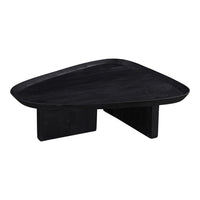 39 Inch Coffee Table Set of 2, Mango Wood Triangular Tray Top, Washed White, Black - UPT-301507