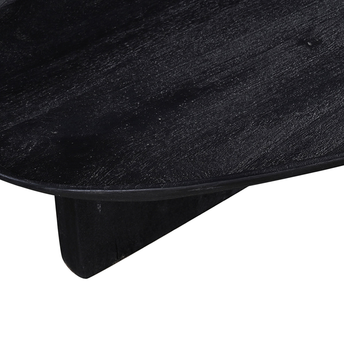 39 Inch Coffee Table Set of 2, Mango Wood Triangular Tray Top, Washed White, Black - UPT-301507