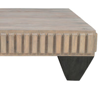 Tokyo Inspired 36 Inch Square Mango Wood Coffee Table - Handcrafted with Elegant Sandblasted Gray Finish And  Tapered Legs - UPT-301714