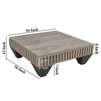 Tokyo Inspired 36 Inch Square Mango Wood Coffee Table - Handcrafted with Elegant Sandblasted Gray Finish And  Tapered Legs - UPT-301714