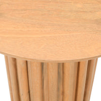 Sejo Side End Table, 20 Inch Round Top with Fluted Base in Natural Brown Mango Wood - UPT-301719