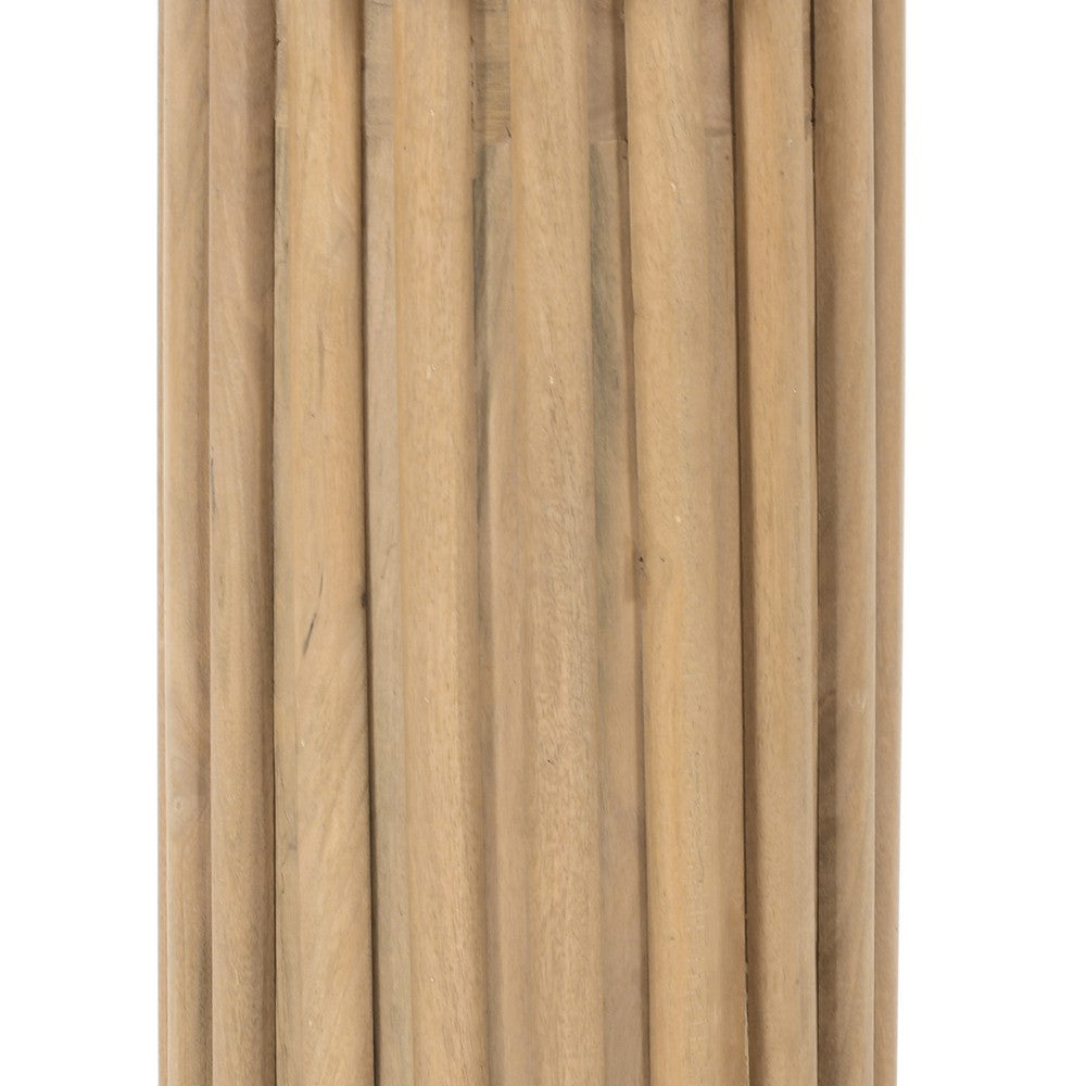 Sejo Side End Table, 20 Inch Round Top with Fluted Base in Natural Brown Mango Wood - UPT-301719