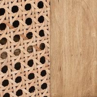 30 Inch Nightstand Table, Rattan Cabinet Doors and Drawer Fronts, Sandblasted Brown Mango Wood - UPT-301721