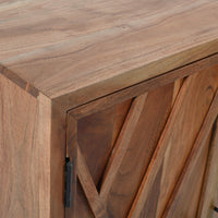 30 Inch Storage Cabinet, Handcrafted Rustic Brown Acacia Wood, Black Iron Legs - UPT-301723