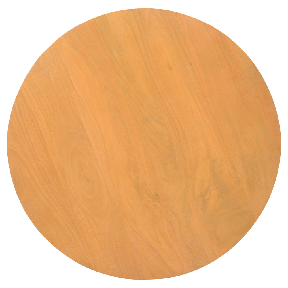 Sejo Coffee Table, 34 Inch Round Top with Fluted Base in Natural Brown Mango Wood - UPT-301724