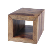 16 Inch Cube Shape Rosewood Side Table With Cutout Bottom, Brown - UPT‐30350