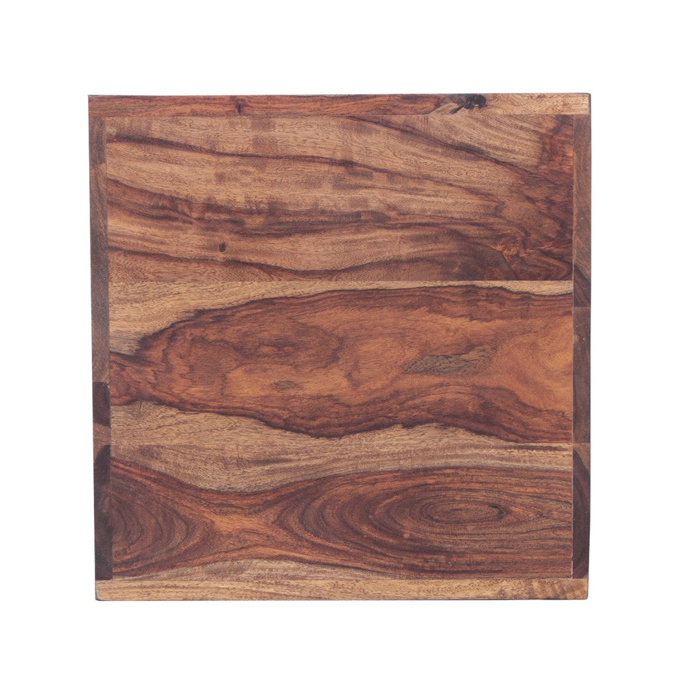 16 Inch Cube Shape Rosewood Side Table With Cutout Bottom, Brown - UPT‐30350