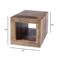 Cube Shape Rosewood Side Table With Cutout Bottom, Brown - UPT‐30350