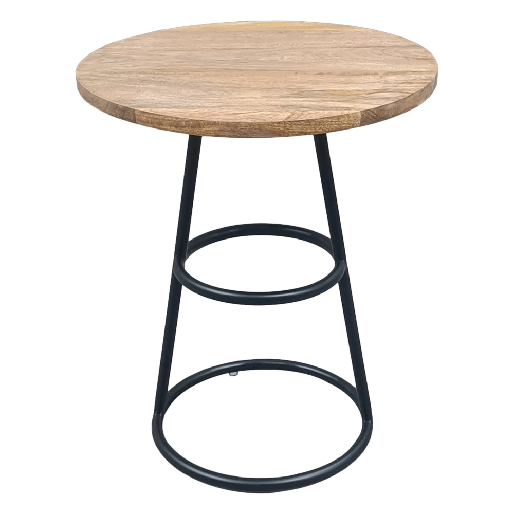 Amelia 20-Inch Side Table - Natural Brown Mango Wood Top, Black Iron Base - UPT-310003