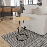 Amelia 20-Inch Side Table - Natural Brown Mango Wood Top, Black Iron Base - UPT-310003