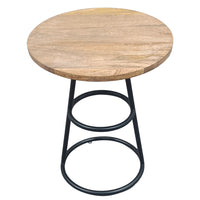 Amelia 20-Inch Side Table - Natural Brown Mango Wood Top, Black Iron Base - UPT-310003