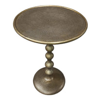 Shae 22 Inch Round Side End Table - Antique Brass Cast Aluminum with Hammered Texture For Small Places - UPT-310006