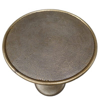 Shae 22 Inch Round Side End Table - Antique Brass Cast Aluminum with Hammered Texture For Small Places - UPT-310006