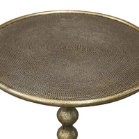 Shae 22 Inch Round Side End Table - Antique Brass Cast Aluminum with Hammered Texture For Small Places - UPT-310006