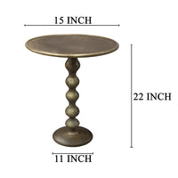 Shae 22 Inch Round Side End Table - Antique Brass Cast Aluminum with Hammered Texture For Small Places - UPT-310006